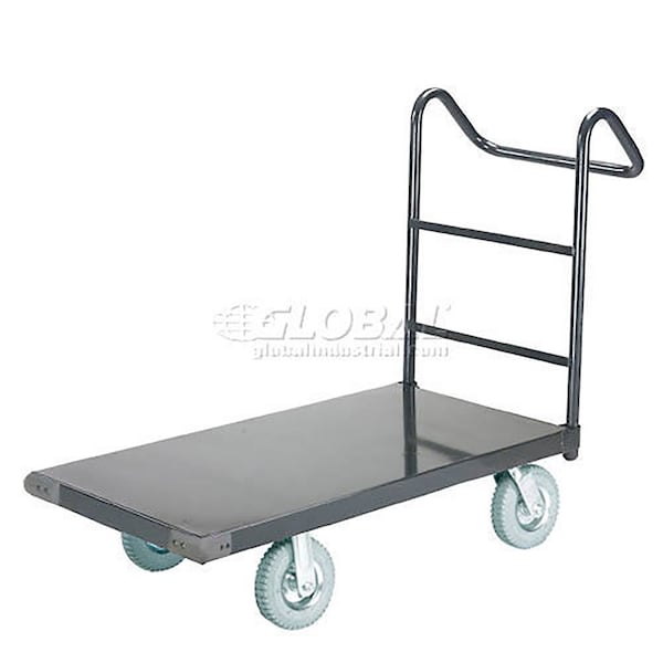 Global Industrial Platform Truck w/Steel Deck, 8 Pneumatic Casters with Ergo Handle, 60 x 30, 1200 Lb. Capacity 952116PE - main